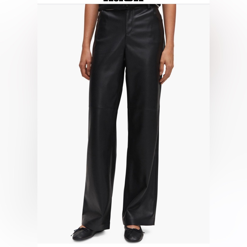 New mango high waist straight leg faux leather pants